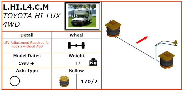 L.HI.L4.C.M/豐田空氣懸掛系統/豐田空氣懸掛/豐田HI-LUX 4WD (1998-) -dunlop空氣懸掛