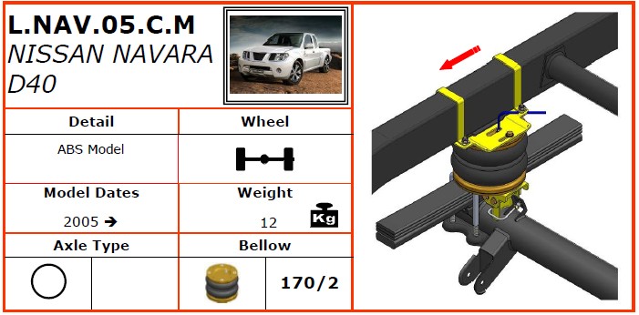 L.NAV.05.C.M/日產空氣懸掛系統/日產空氣懸掛/日產NAVARA D40 (2005-) -dunlop空氣懸掛